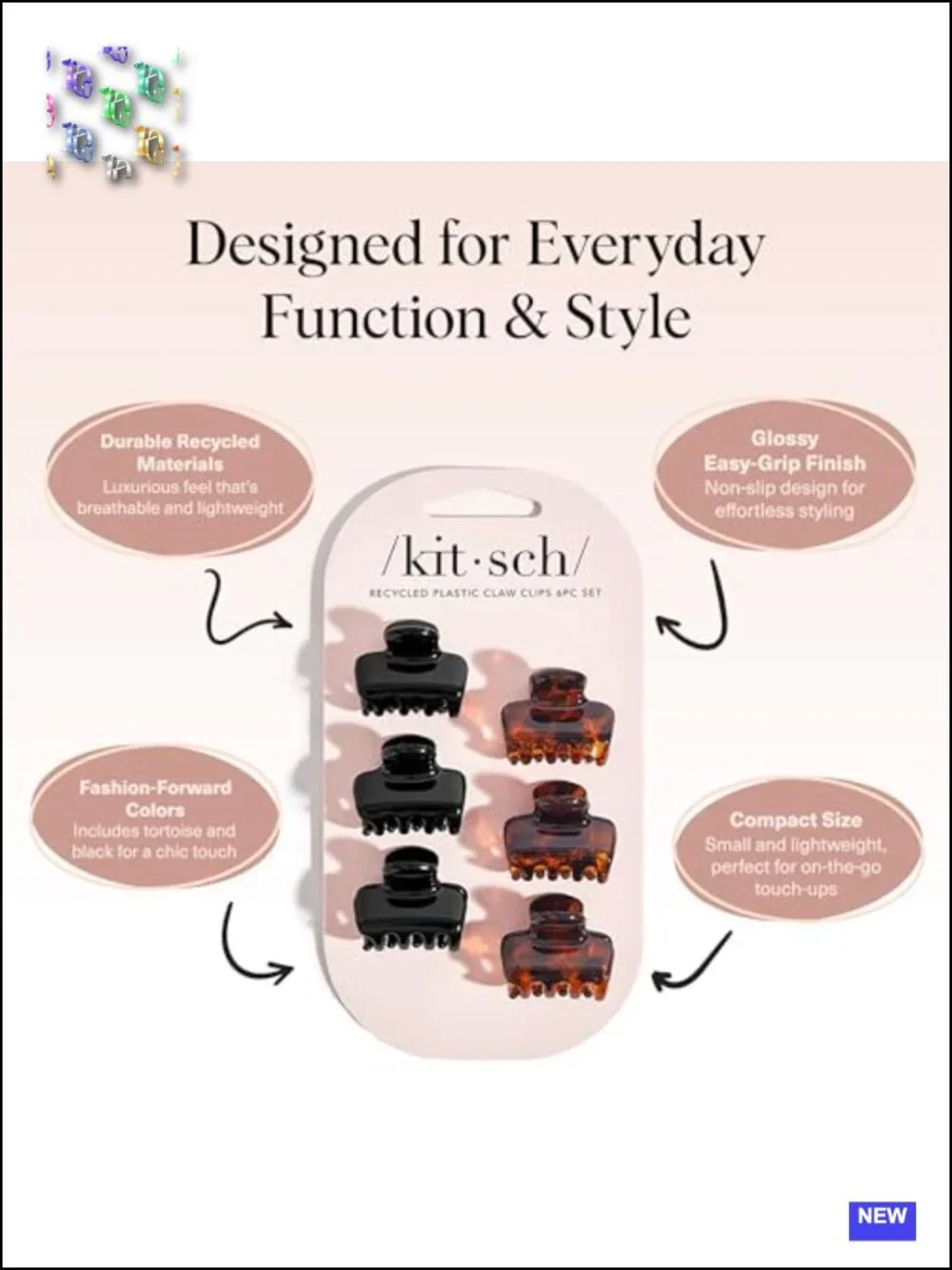 Small Hair Claws - Recycled Plastic, Stay-in-Place Clips for Women